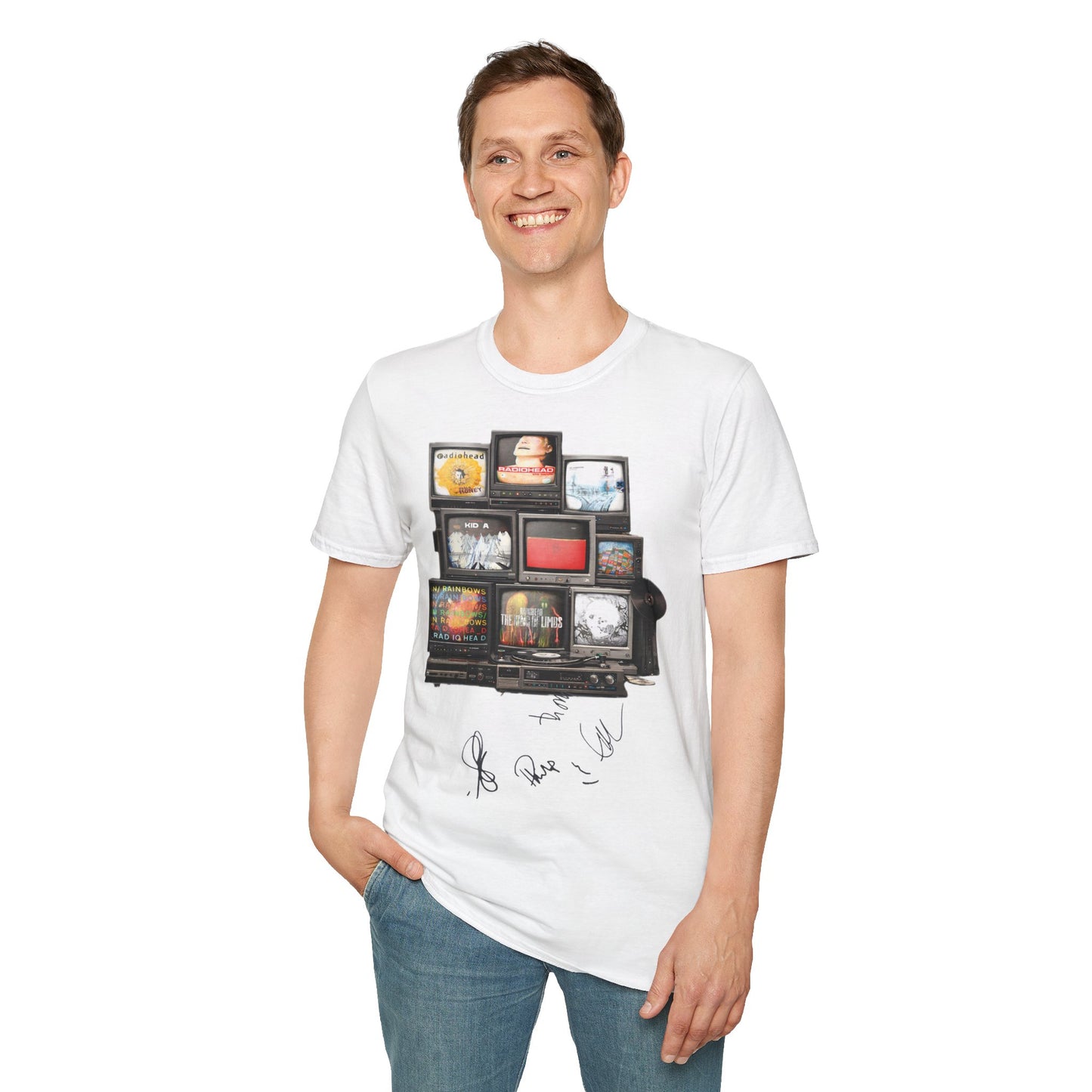 Radiohead Retro TV Stack Collage T-Shirt