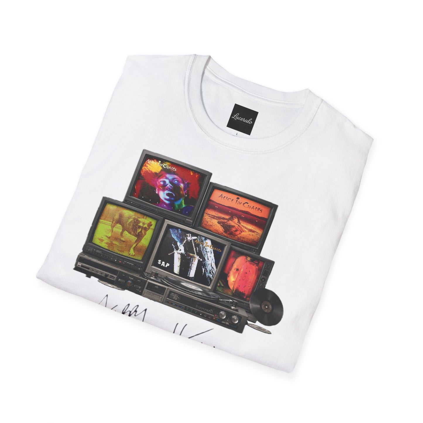 Alice in Chains Retro TV Stack Collage T-Shirt