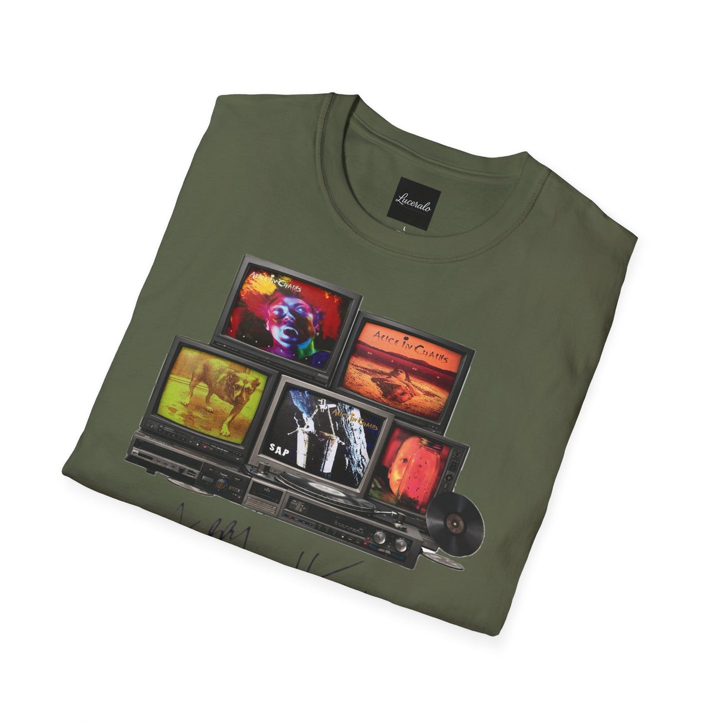 Alice in Chains Retro TV Stack Collage T-Shirt