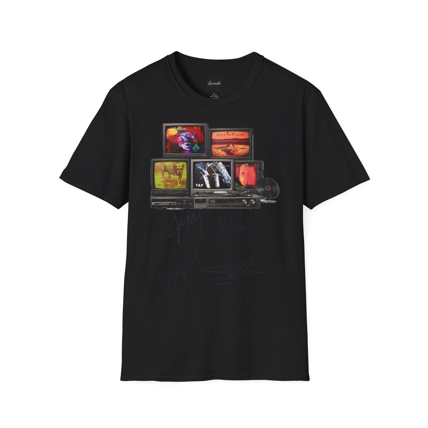 Alice in Chains Retro TV Stack Collage T-Shirt
