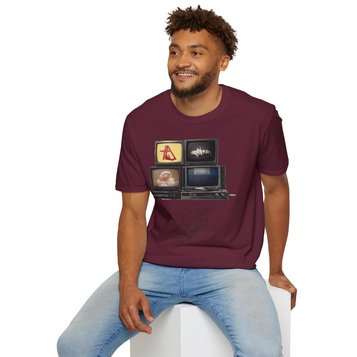Alt Pop Retro TV Stack Collage T-Shirt