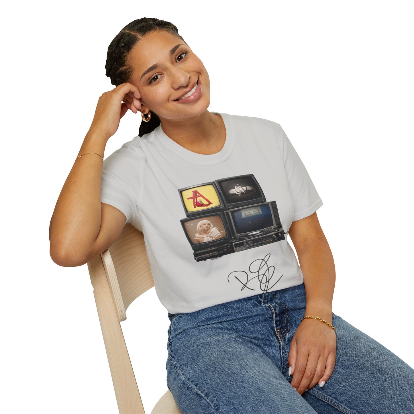 Alt Pop Retro TV Stack Collage T-Shirt