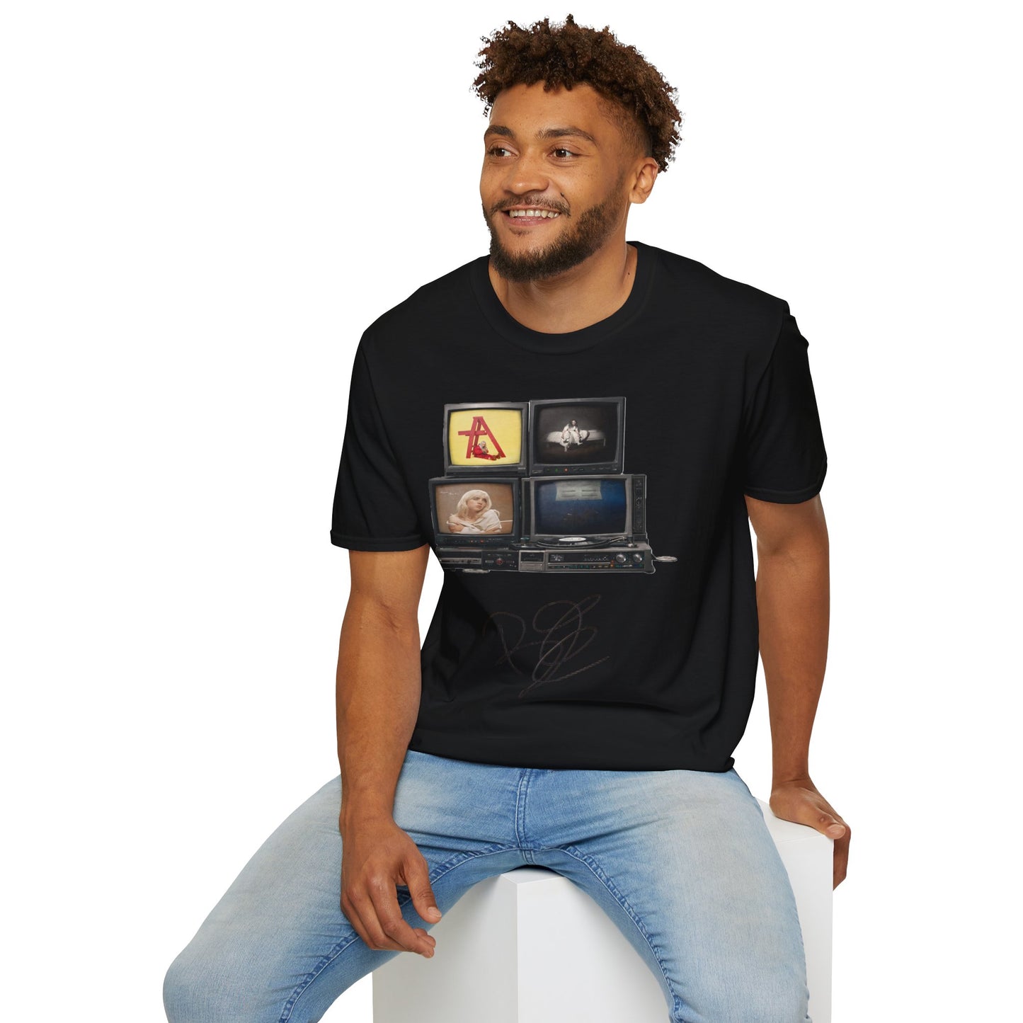 Alt Pop Retro TV Stack Collage T-Shirt