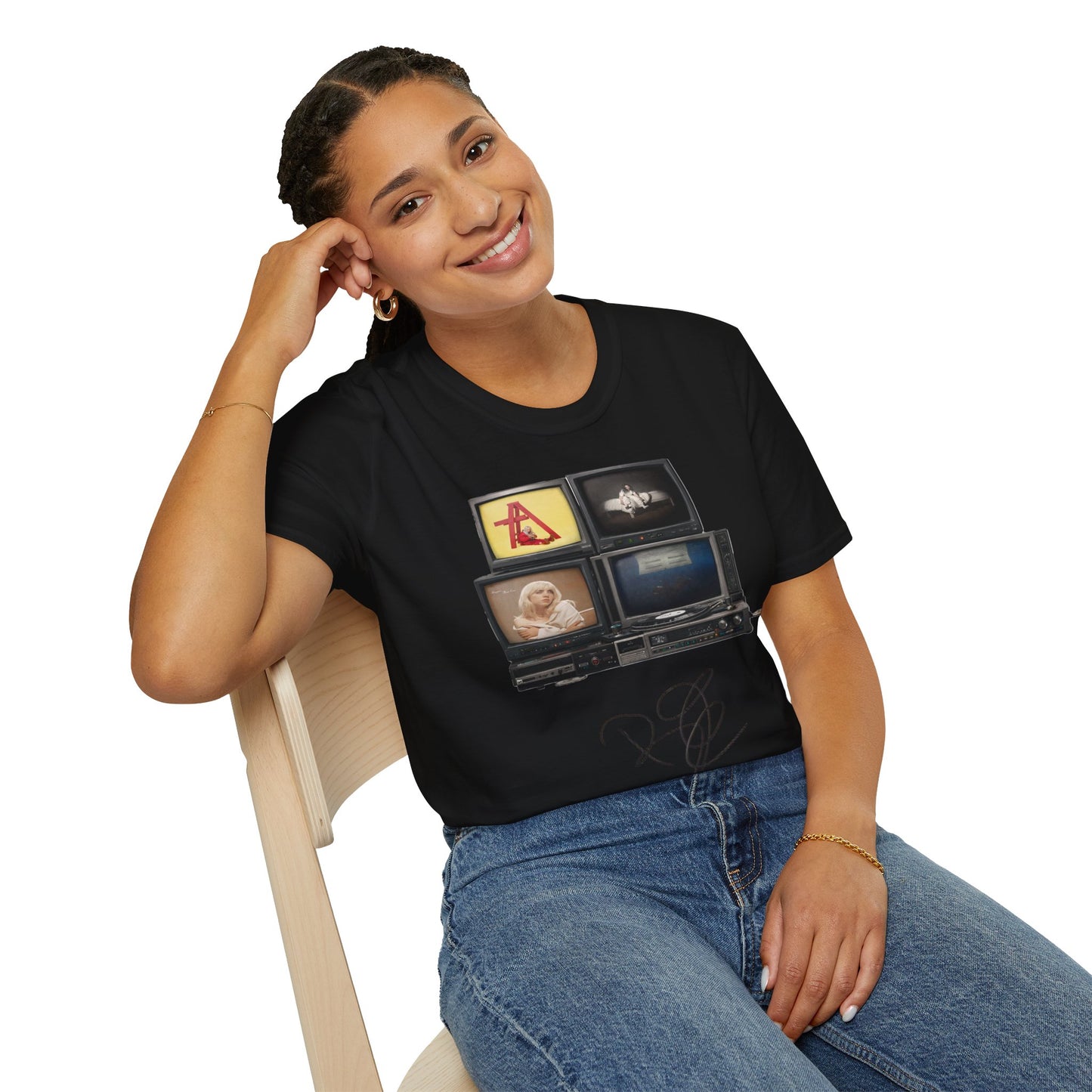 Alt Pop Retro TV Stack Collage T-Shirt