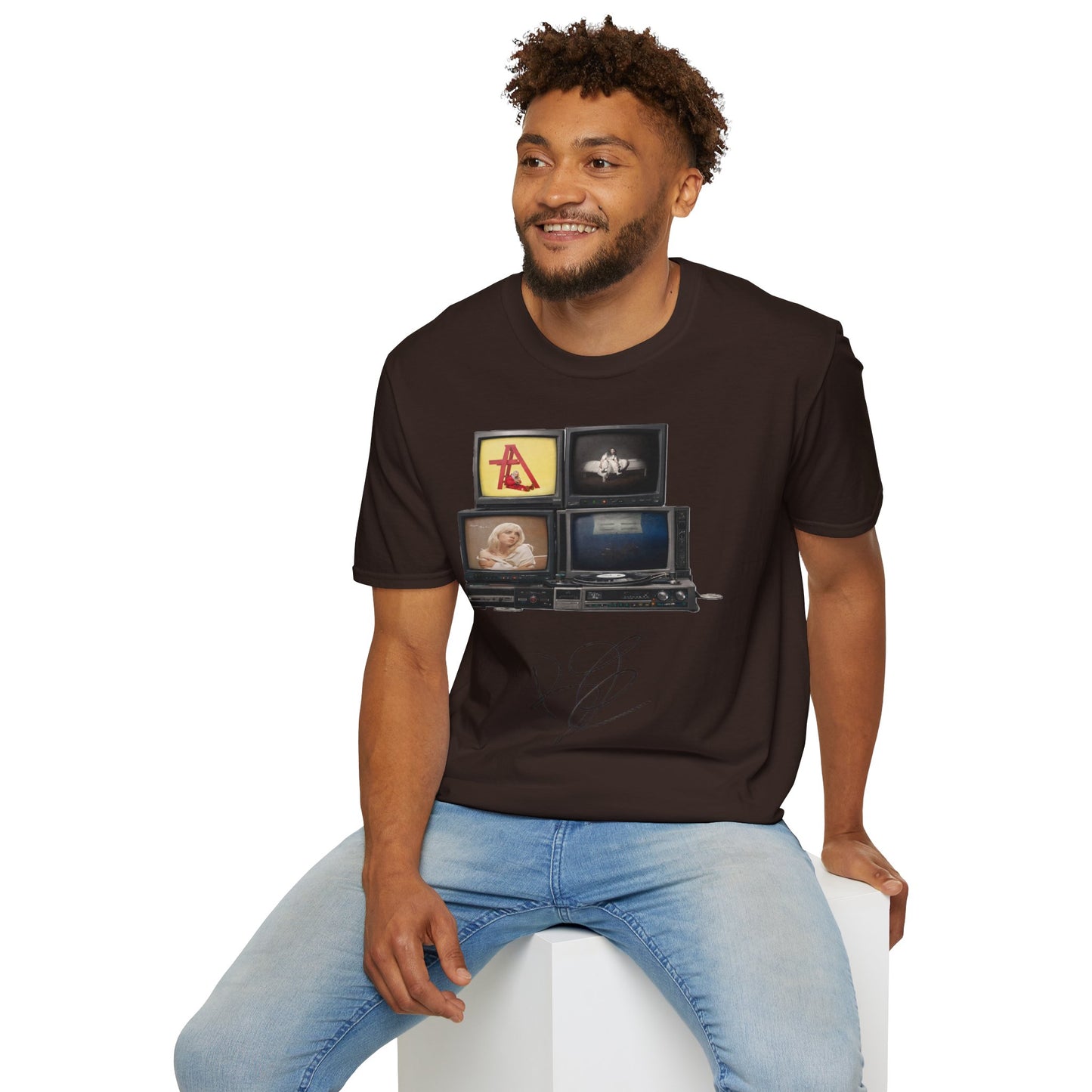 Alt Pop Retro TV Stack Collage T-Shirt