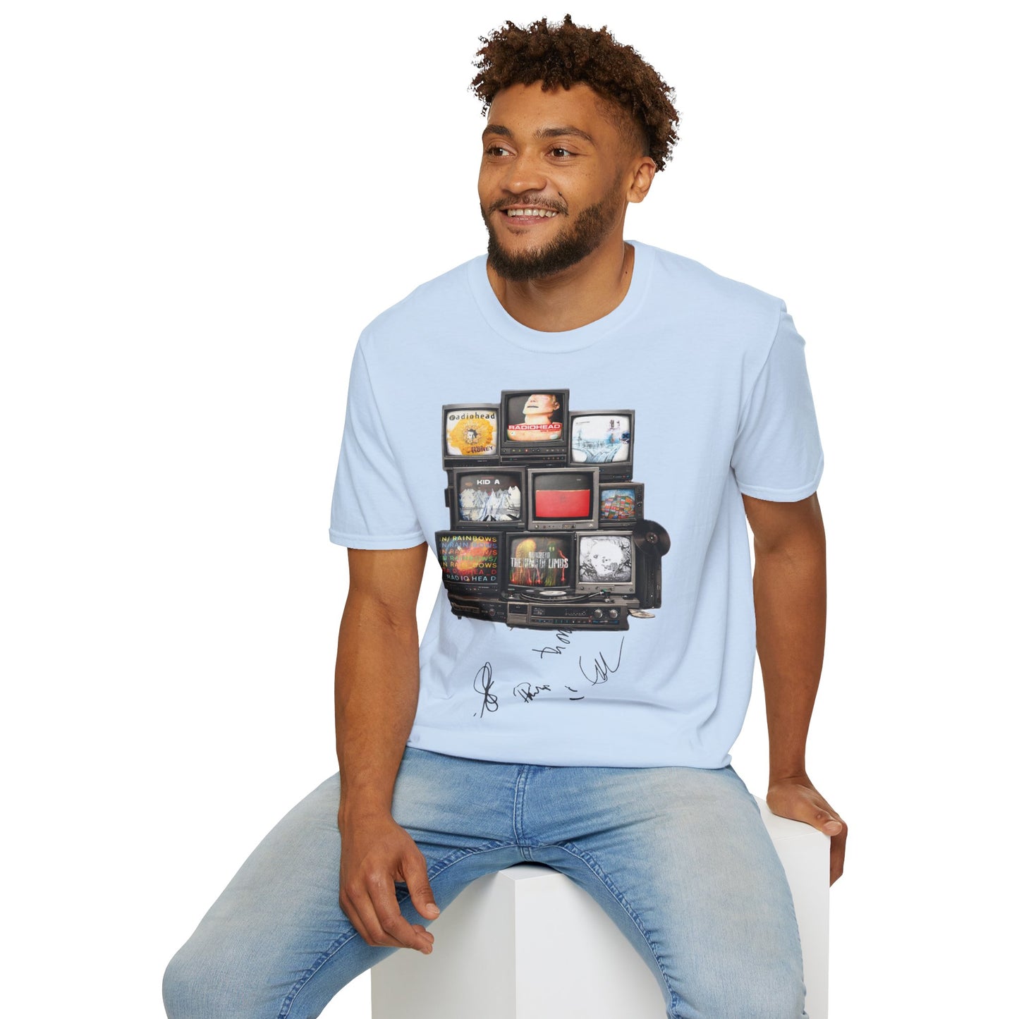 Radiohead Retro TV Stack Collage T-Shirt