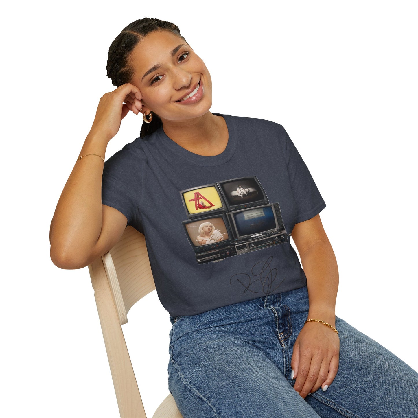 Alt Pop Retro TV Stack Collage T-Shirt