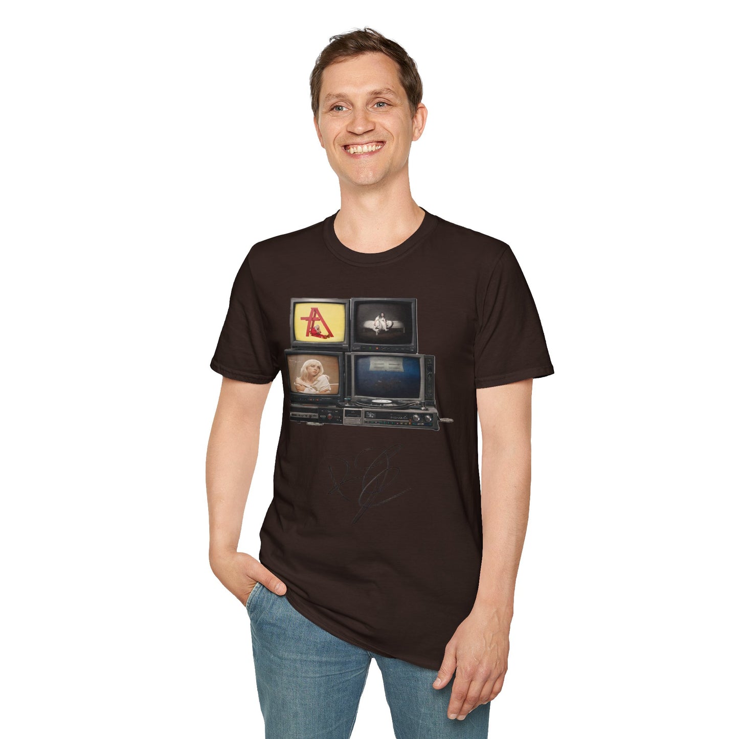 Alt Pop Retro TV Stack Collage T-Shirt