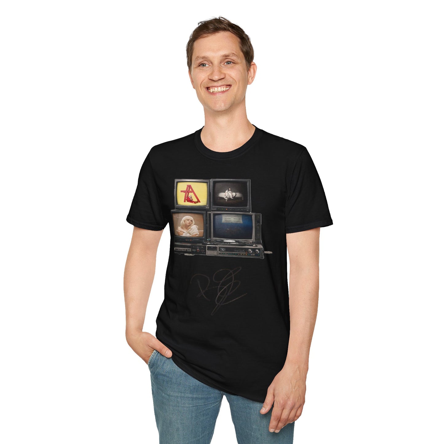 Alt Pop Retro TV Stack Collage T-Shirt
