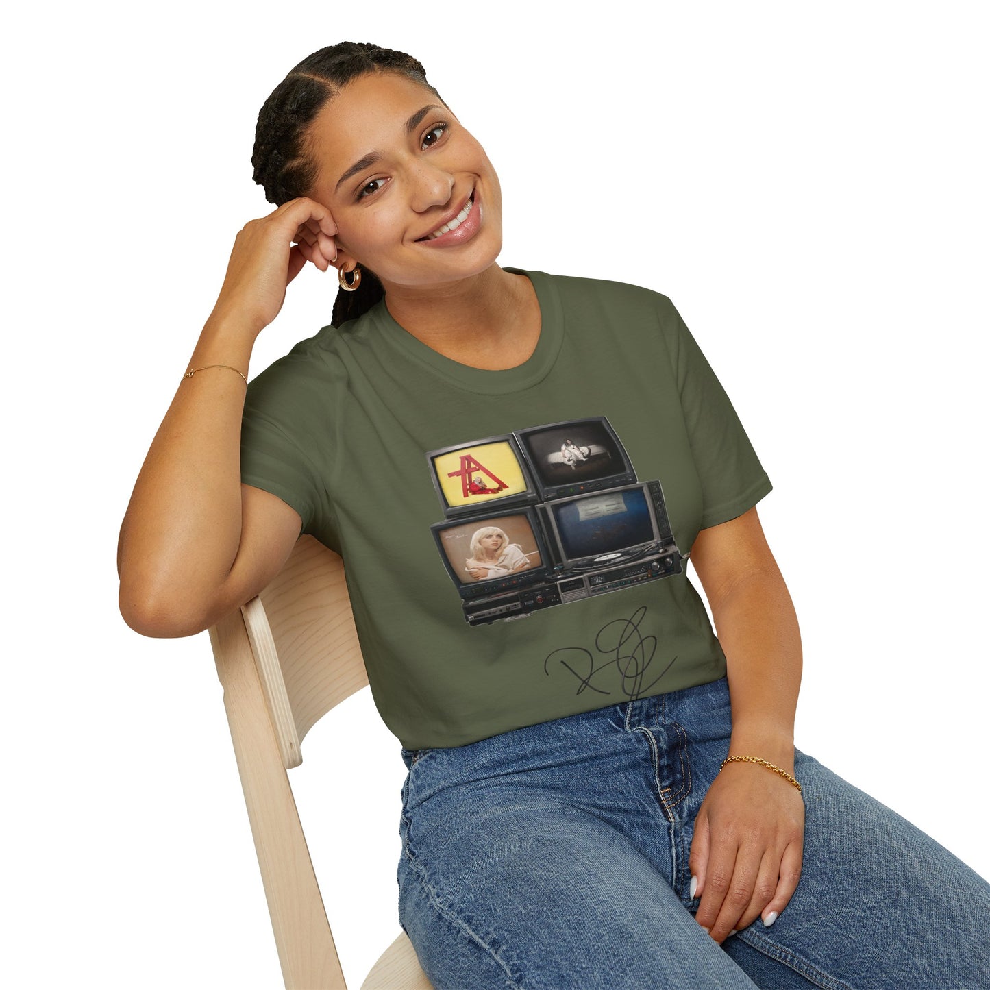 Alt Pop Retro TV Stack Collage T-Shirt